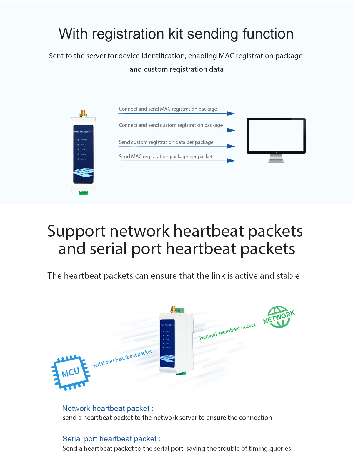 Support network heartbeat packets and serial port heartbeat packets