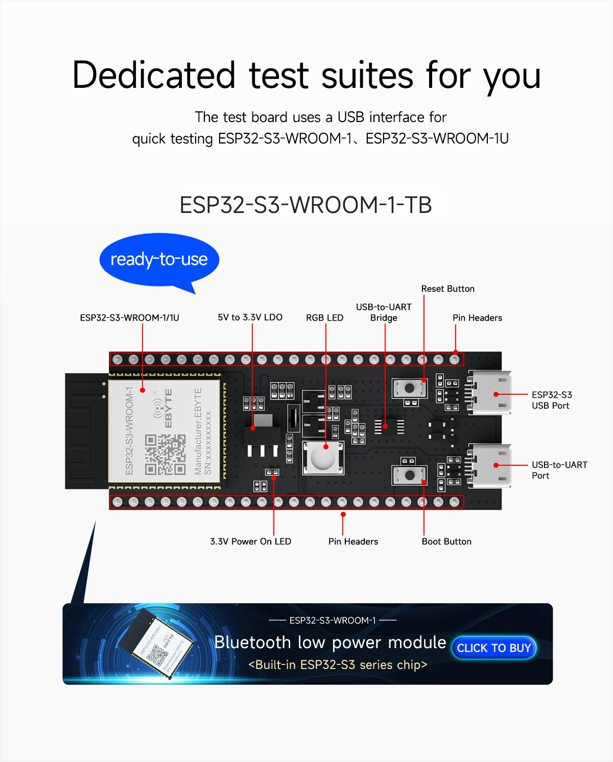 Dual-core WiFi Bluetooth module test kit