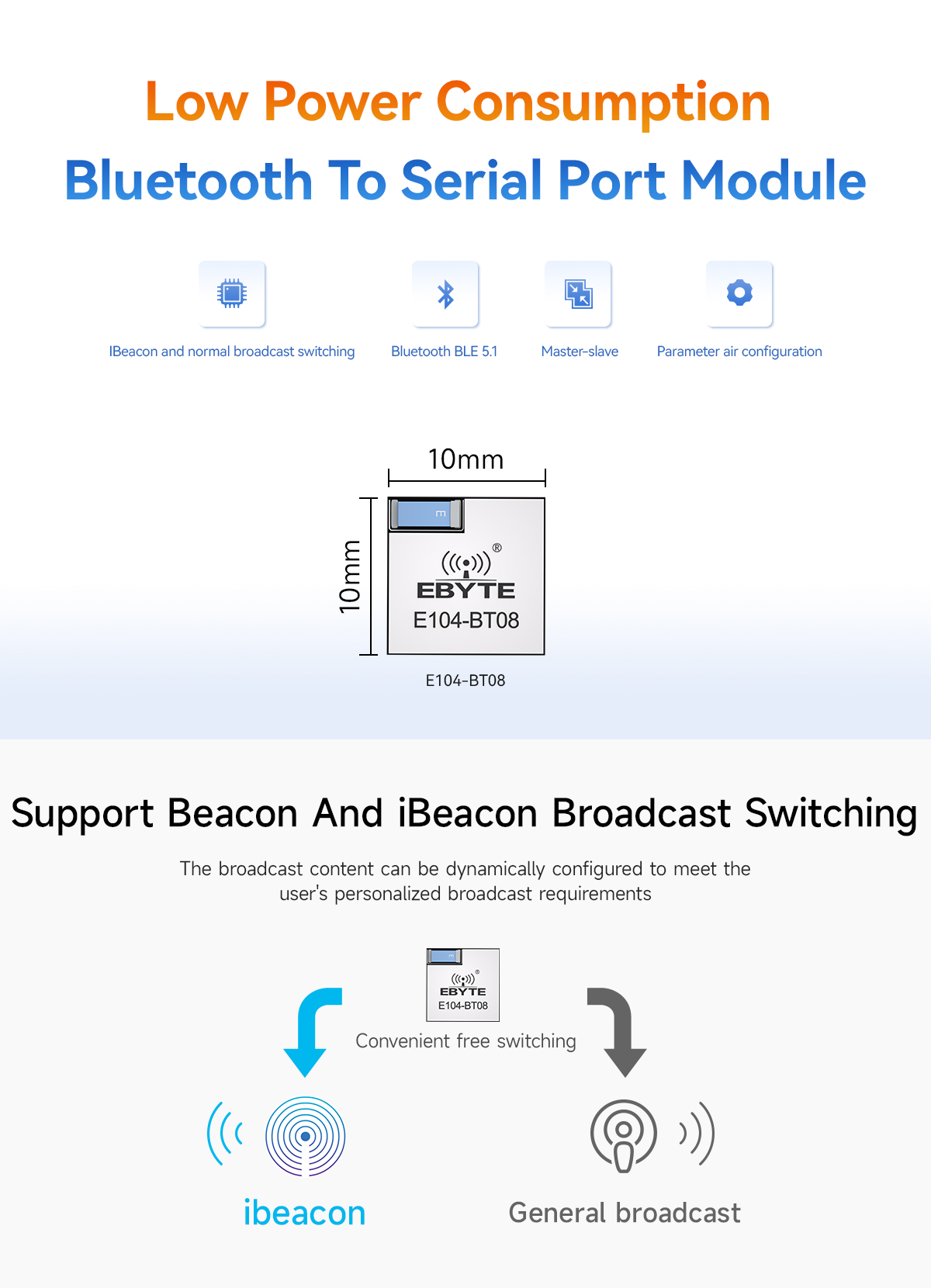 E104-BT08 Low Power Consumption Bluetooth To Serial Port Module