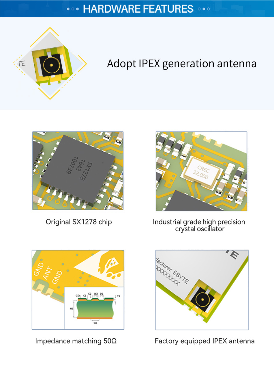 E32-400M20S Adopt IPEX generation antenna